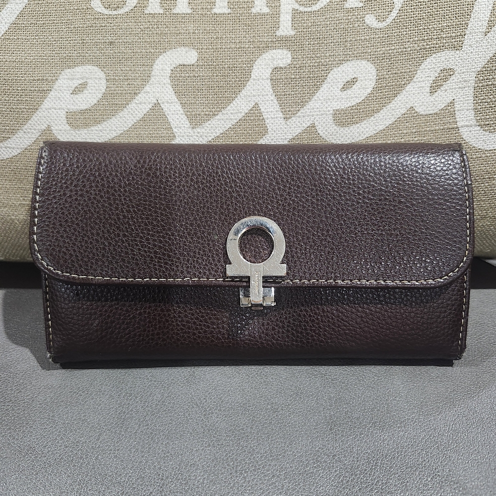 Salvatore Ferragamo Dark Brown Leather Clutch